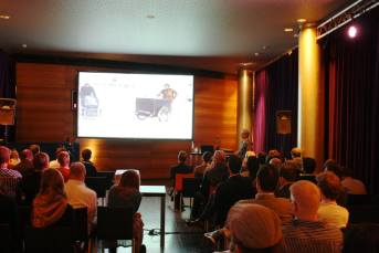 Mikael Colville-Andersen of Copenhagenize Design Company presented a keynote address. Photo by Guilherme Costa.